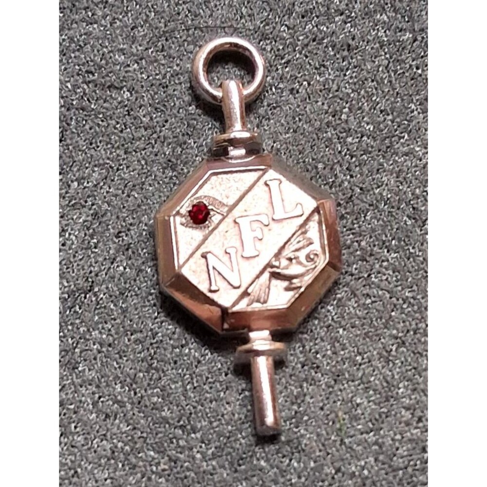 Vintage NFL Football Charm Red Stone Pin Broken Pinback